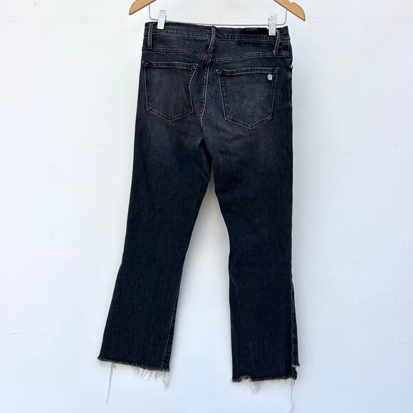 Black Orchid Cindy Slant Fray Jeans Blackstone Charcoal Raw Hem Crop 26 - Picture 7 of 14